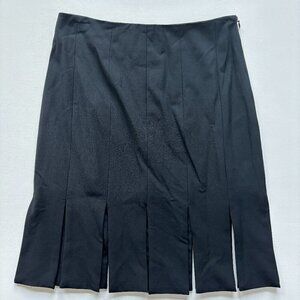 White House Black Market Women's Black Fringe Hem Size Zip Pencil Skirt Size 0